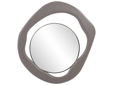 Howard Elliott Abstract Balance Gray Gold Round Wall Mirror HE60050