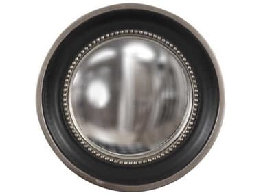 Howard Elliott Patterson Black Silver Round Wall Mirror HE60173