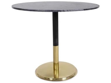 Howard Elliott Micca Round Marble Black Gray Gold Dining Table HE81034