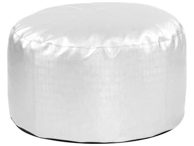 Howard Elliott Foot 22" Luxe Mercury Silver Upholstered Pouf White Fabric Ottoman HE871770