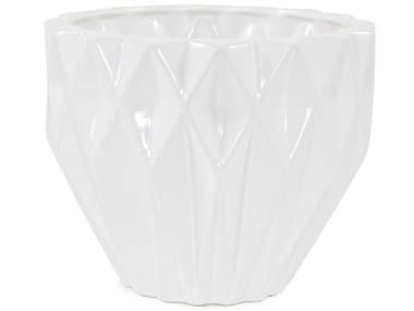 Howard Elliott Geometric White Earnware Pot HE88058