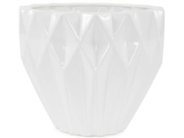 Howard Elliott Geometric White Earnware Pot HE88059