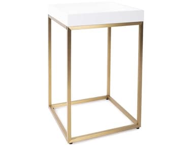 Howard Elliott Lyndhurst Rectangular Wood White Brass End Table HE94149