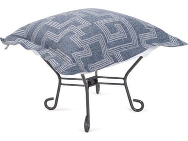 Howard Elliott Outdoor Puff Scroll Syros Denim Fabric Cushion Ottoman HEOQ5101354