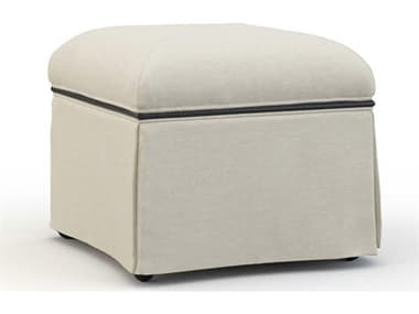 Hickory White Custom Elements Upholstery 22" Modern Elm Cream Fabric Upholstered Ottoman HIW153XMC
