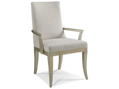 Hickory White Milan Beige Fabric Upholstered Delta Arm Dining Chair HIW32161