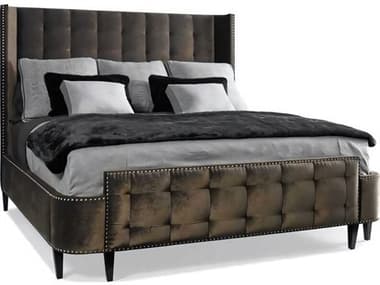 Hickory White Central Park Cafe Noir Brown Maple Wood Upholstered Queen Panel Bed HIW39513MC