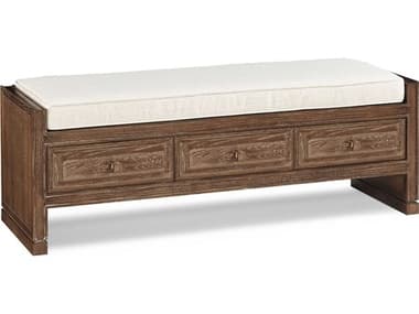 Hickory White Navarre 56" Cordoba Brown Fabric Upholstered Accent Bench HIW41680