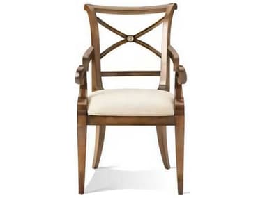 Hickory White Metropolitan Classics Beech Wood Brown Fabric Upholstered Kristen Arm Dining Chair HIW42163