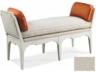 Hickory White Custom Elements Upholstery 53" Washed Linen Gray Fabric Upholstered Accent Bench HIW464821MC