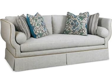 Hickory White Custom Elements Upholstery 87" Cherry Fabric Upholstered Skirted Sofa HIW487105X