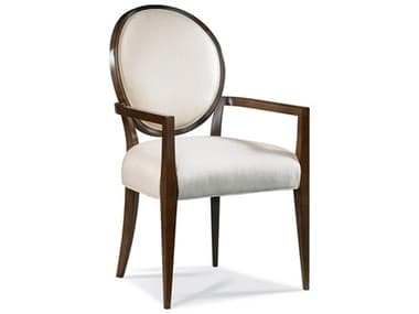 Hickory White Stratos Beech Wood Brown Fabric Upholstered Katie Oval Back Arm Dining Chair HIW53163