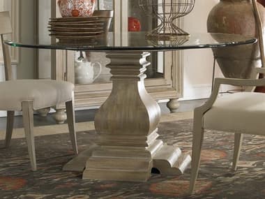 Hickory White Baluster 54" Round Glass Mineral Dining Table HIW55005GLA54MC