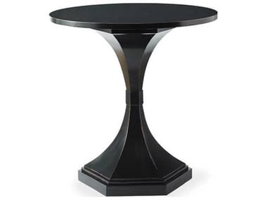 Hickory White Transitions 27" Round Wood Black Tie Lacquer End Table HIW56322MC