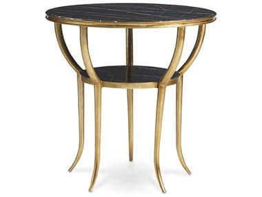 Hickory White 28" Round Marble Brass End Table HIW57322