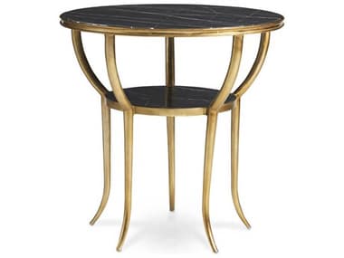 Hickory White Round Marble Brass End Table HIW57322