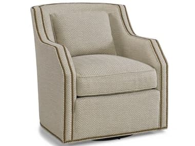 Hickory White Custom Elements Upholstery Beige Fabric Miter Arm Swivel Accent Chair HIW580501SMC