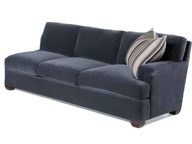 Hickory White Custom Elements Upholstery 91" Carob Brown Blue Fabric Upholstered Sofa HIW590332MC