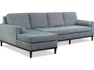 Hickory White Custom Elements Upholstery 80" Carob Brown Blue Fabric Upholstered Sofa HIW590432MC