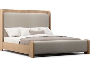 Hickory White Revival 81 Beige Oak Wood Upholstered Frio King Panel Bed HIW60520
