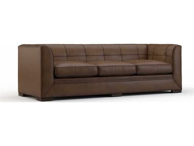 Hickory White Custom Elements Upholstery 106" Walnut Brown Leather Upholstered Sofa HIW640105MC
