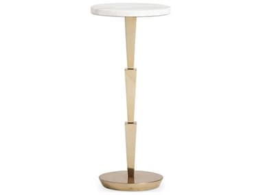 Hickory White Avanate Spot Round Marble Honed Volakas Satin Brass End Table HIW72323