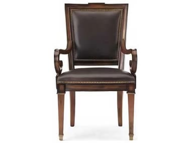Hickory White Continental Classics Beech Wood Black Leather Upholstered Arm Dining Chair HIW73163MC