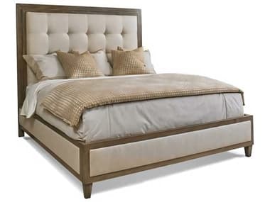 Hickory White O2 Beige Maple Wood Upholstered Lenore Platforn Bed HIW81511