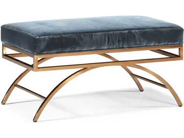 Hickory White Journey The World 36" Rose Gold Blue Fabric Upholstered Bali Arched Accent Bench HIW87385MC