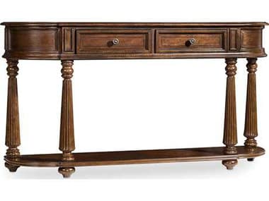 Hooker Furniture Leesburg Hall 60" Demilune Features A Rich Dark Wood Console Table HOO538180151