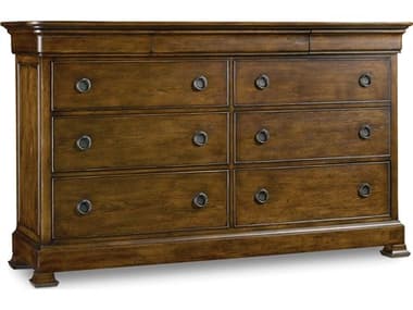 Hooker Furniture Archivist 68" Wide 9-Drawers Brown Rubberwood Double Dresser HOO544790002
