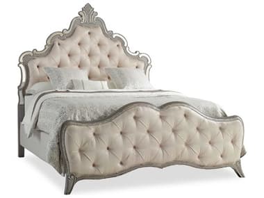 Hooker Furniture Sanctuary Greige With Shimmer On Oak Beige Hardwood Upholstered King Panel Bed HOO560390866LTBR