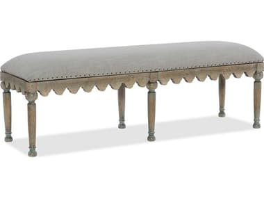 Hooker Furniture Boheme 56" Light Wood Gray Fabric Upholstered Accent Bench HOO575090019MWD