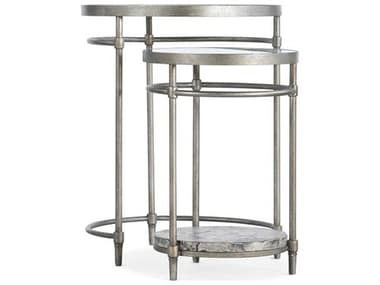 Hooker Furniture Nesting 19" Round Glass Concrete Silver End Table HOO58898011300