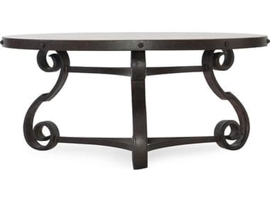 Hooker Furniture Hill Country Antique Travertine / Black 40'' Wide Round Luckenbach Cocktail Table HOO596080109MTL