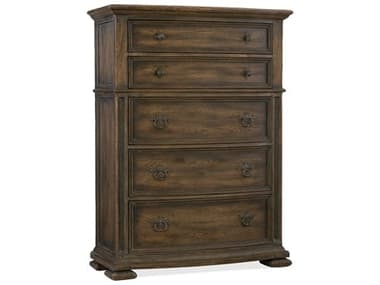 Hooker Furniture Hill Country 44" Wide 5-Drawers Timeworn Saddle Brown Anthracite Black Cedar Wood Accent Chest HOO596090010MULTI