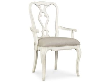 Hooker Furniture Traditions Solid Wood White Fabric Upholstered Arm Dining Chair HOO59617540002