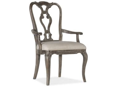 Hooker Furniture Traditions Solid Wood Gray Fabric Upholstered Arm Dining Chair HOO59617540089