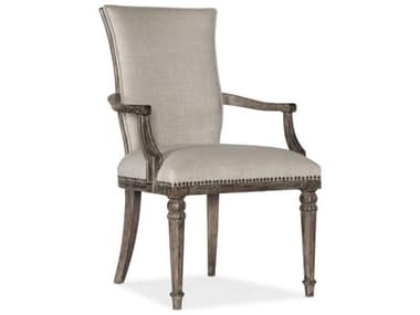 Hooker Furniture Traditions Solid Wood Gray Fabric Upholstered Arm Dining Chair HOO59617550089