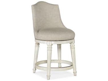 Hooker Furniture Traditions Swivel Fabric Upholstered Solid Wood Biscuit Soft White Counter Stool HOO59617555002