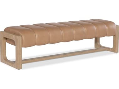 Hooker Furniture Banyon Bay Desert Oak Brown Leather Accent Bench HOO60819001985