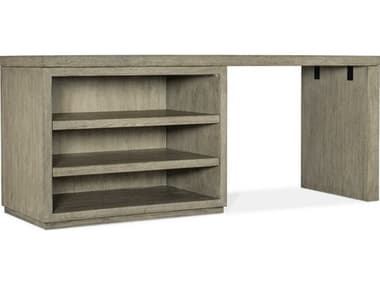 Hooker Furniture Linville Falls 72" Wood Gray Oak Secretary Desk with Open Cabinet HOO61501090785