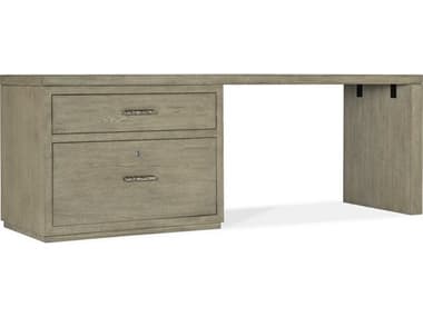 Hooker Furniture Linville Falls 84" Wood Gray Oak Secretary Desk with Lateral File HOO61501091785