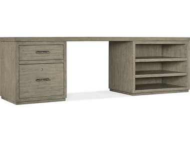 Hooker Furniture Linville Falls 96" Wood Gray Oak Secretary Desk with One File and Open Cabinet HOO61501092285