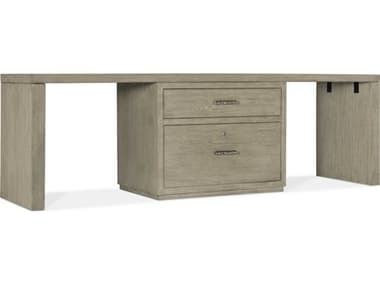 Hooker Furniture Linville Falls 96" Wood Gray Oak Secretary Desk with Centered Lateral File HOO61501092685