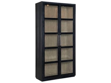 Hooker Furniture Linville Falls Shou Sugi Ban 44'' Wide Pine Wood Black Curio Display Cabinet HOO61507590699