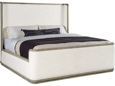 Hooker Furniture Linville Falls Boones Merino Pearl Wood White Solid Upholstered Queen Panel Bed HOO61509045085