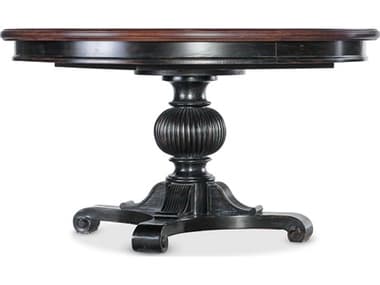 Hooker Furniture Charleston 54-74" Extendable Round Wood Maraschino Cherry Black Dining Table HOO67507520300