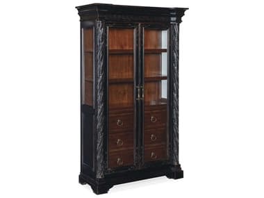 Hooker Furniture Charleston 48'' Wide Cherry Wood Black Maraschino Display Cabinet HOO67507590600
