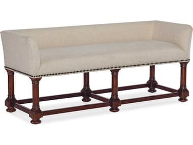 Hooker Furniture Charleston 58" Chateau Linen Black Cherry Beige Fabric Upholstered Accent Bench HOO67509001985